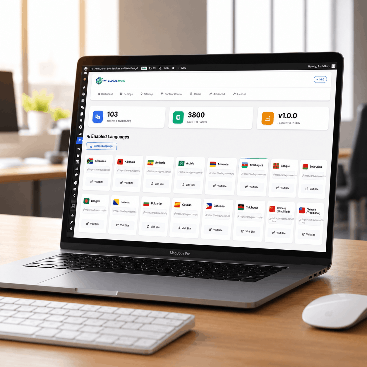 WGRank Translation Dashboard Mockup