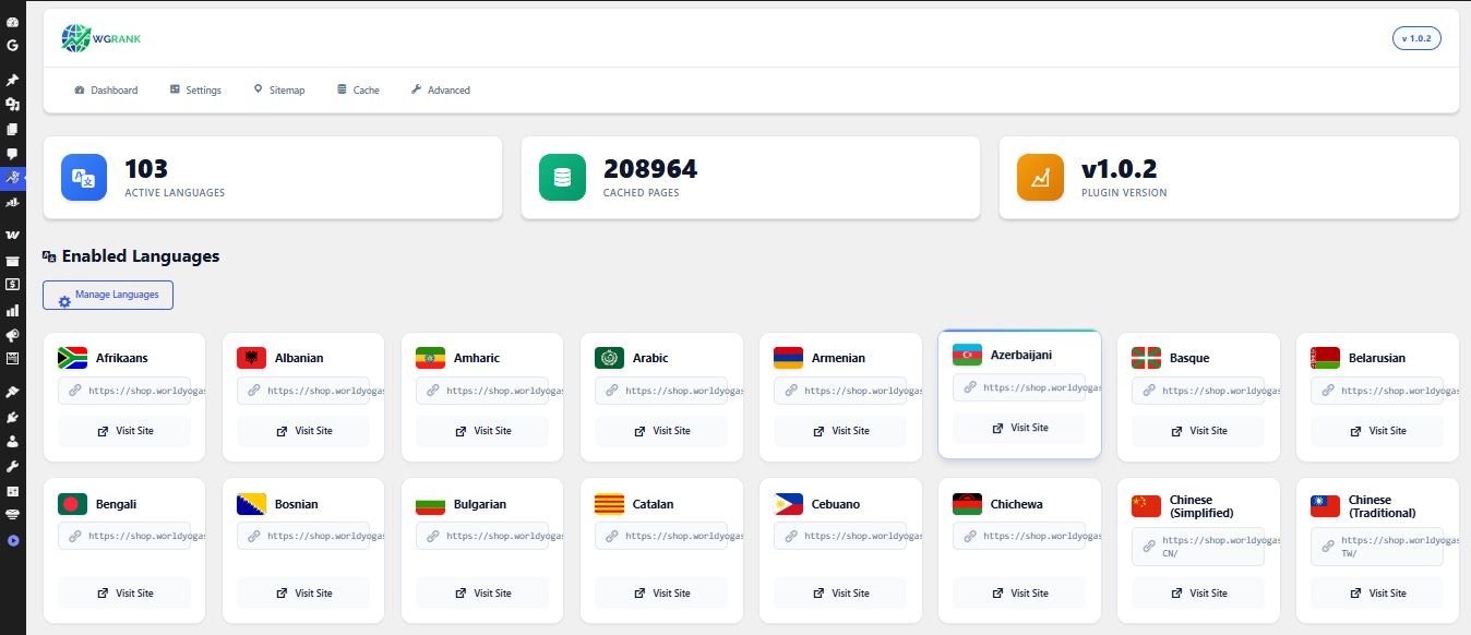 WordPress translation plugin centralized server-side dashboard